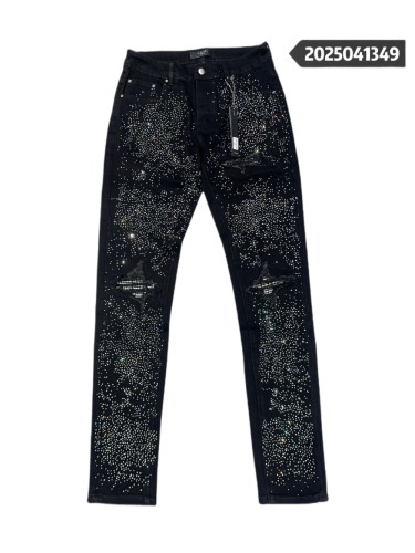 1:1 quality version 27977239 Front and back multi-diamond ripped jeans
