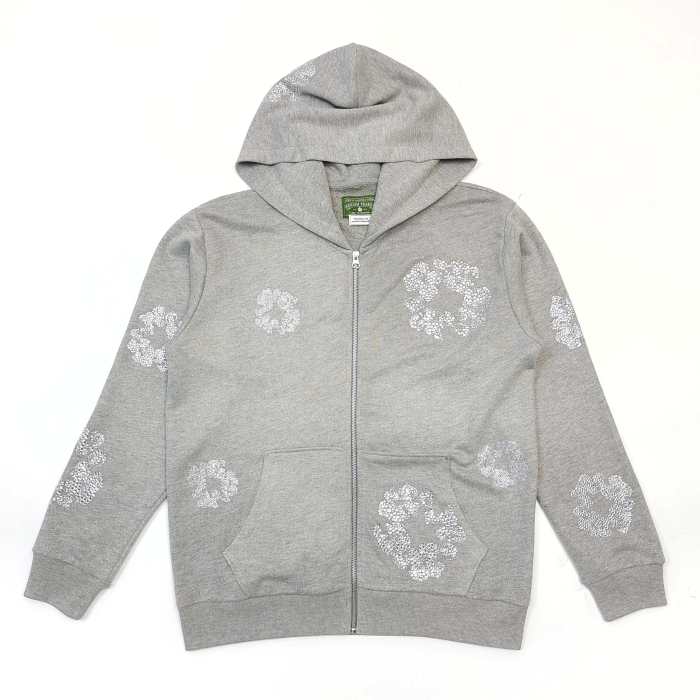 1:1 quality version 27956088 Rhinestone Flower Zipper Hoodie & Sweatpants Set 3 colors