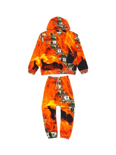 1:1 quality version 27977401 Dollar Flame Burnout Printed Hoodie & Sweatpants Set