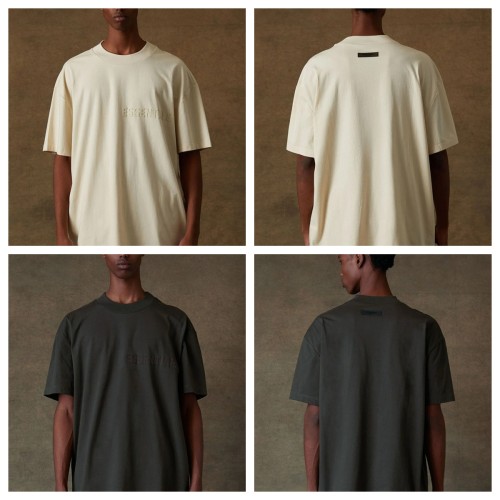 1:1 quality version 27983537 ESS Flocked Letter tee 6 colors