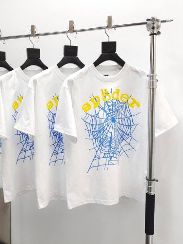 1:1 quality version 27983483 Yellow Lettering Blue Spiderweb Print Tee