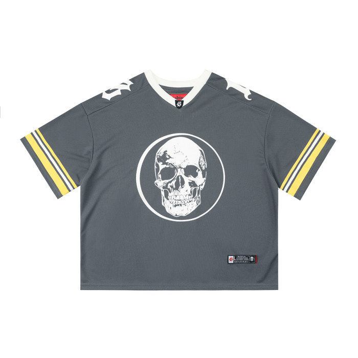 [Buy Two Get One Free]Skull Print Mesh Quick Dry Jersey Tee 6 colors