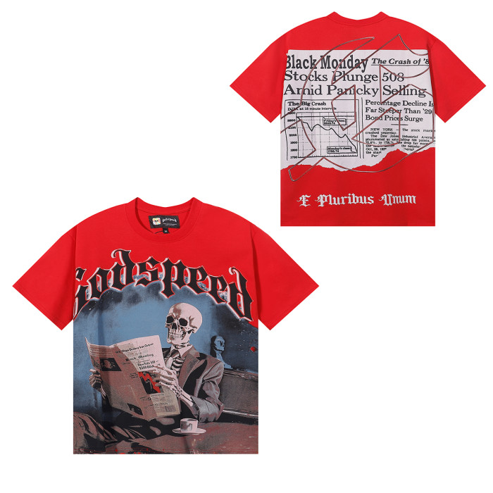 27986248 Watch Newspaper Skull Print Tee 3 colors