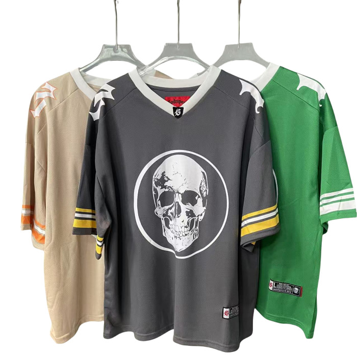 [Buy Two Get One Free]Skull Print Mesh Quick Dry Jersey Tee 6 colors