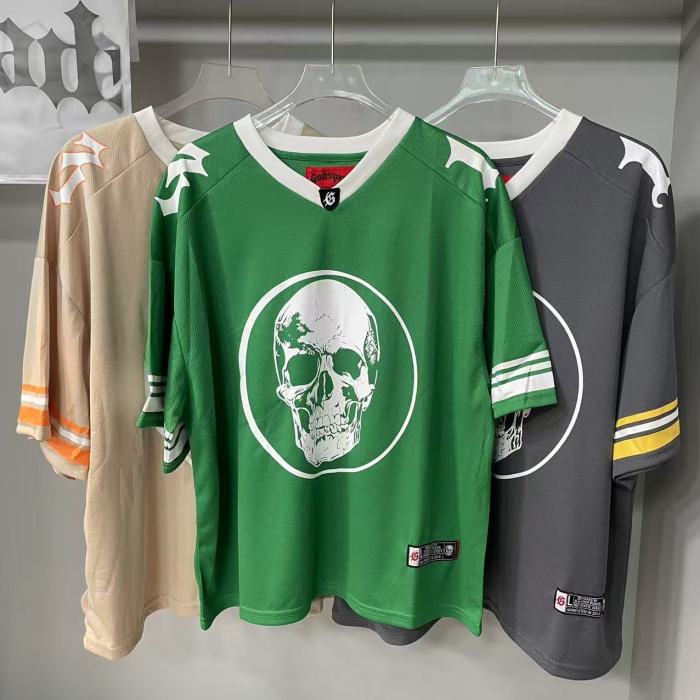 [Buy Two Get One Free]Skull Print Mesh Quick Dry Jersey Tee 6 colors