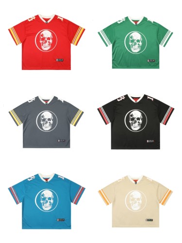 Skull Print Mesh Quick Dry Jersey Tee 6 colors