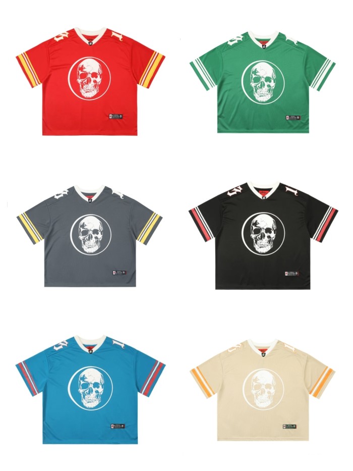 [Buy Two Get One Free]Skull Print Mesh Quick Dry Jersey Tee 6 colors