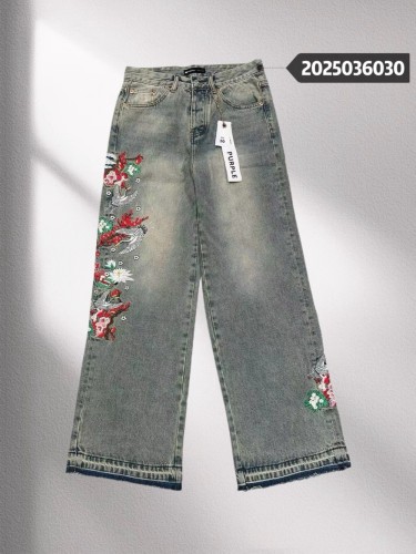 1:1 quality version 27986287 Crane Embroidered Wide Leg Jeans
