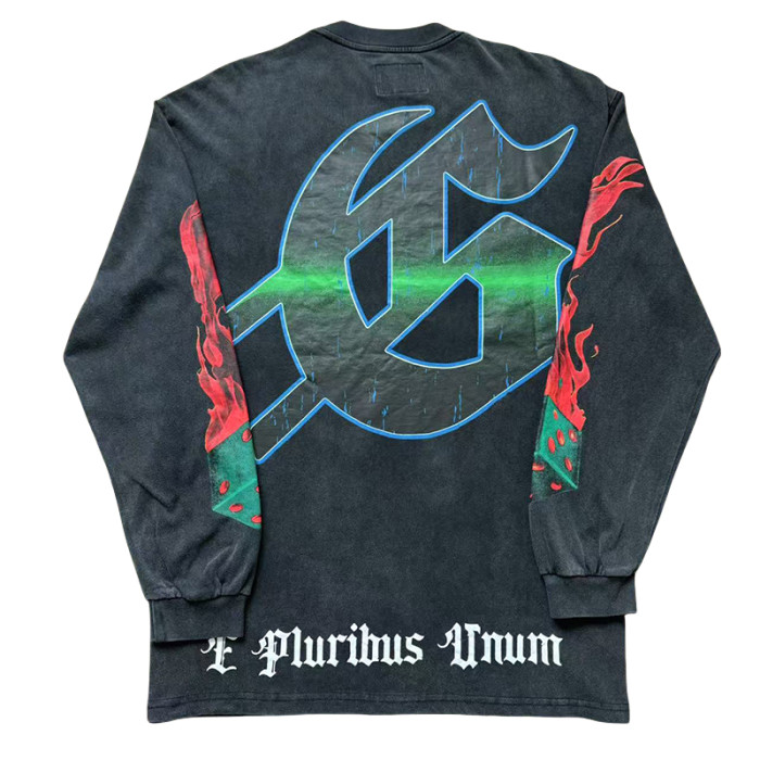 27986272 Gambling Table Skull Print Long Sleeve T-Shirt 3 colors