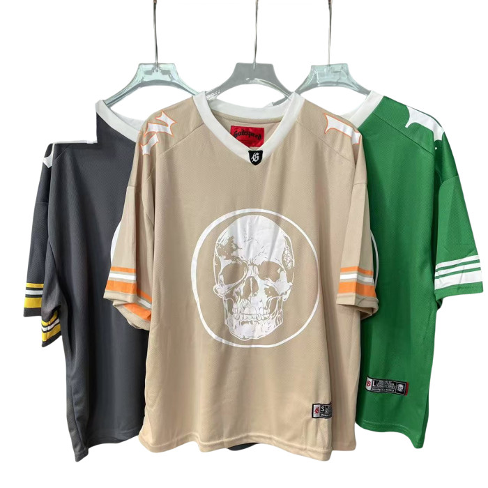 [Buy Two Get One Free]Skull Print Mesh Quick Dry Jersey Tee 6 colors