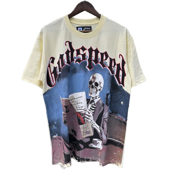 27986248 Watch Newspaper Skull Print Tee 3 colors