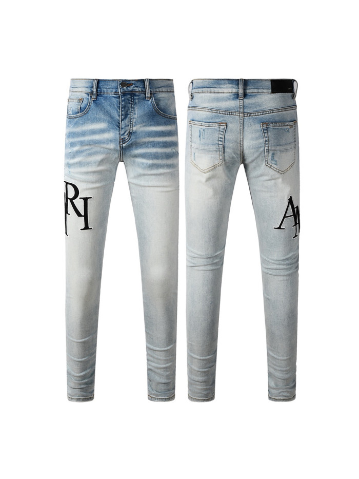 1:1 quality version 27986304 Black and White Letter Embroidered Jeans