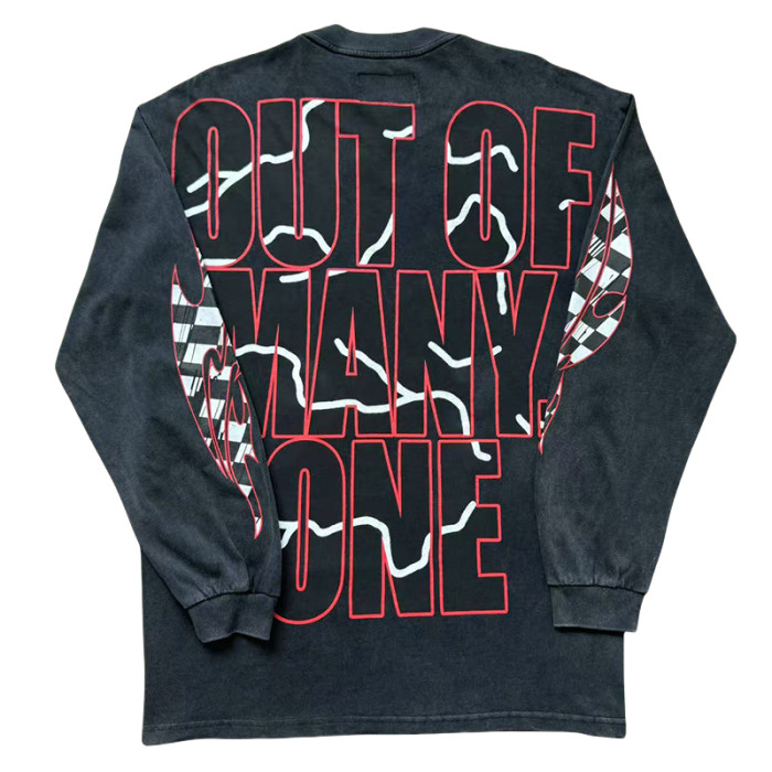 27999125 Racing Skull Print Washed Version Long Sleeve T-Shirt 2 colors