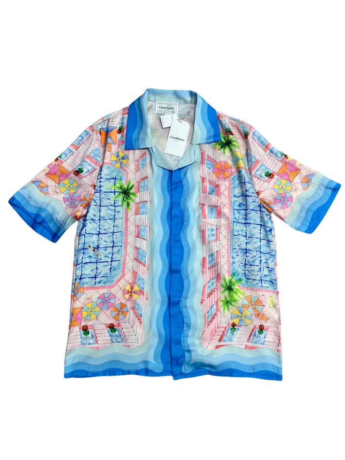 1:1 quality version 27998739 Silk Swimming Pool Printed Polo shirt & shorts set