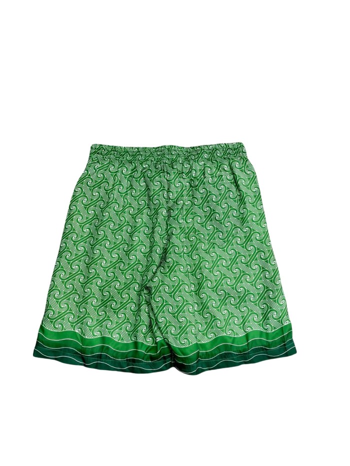 1:1 quality version 27998736 Gradient Green Silk Polo shirt & shorts set
