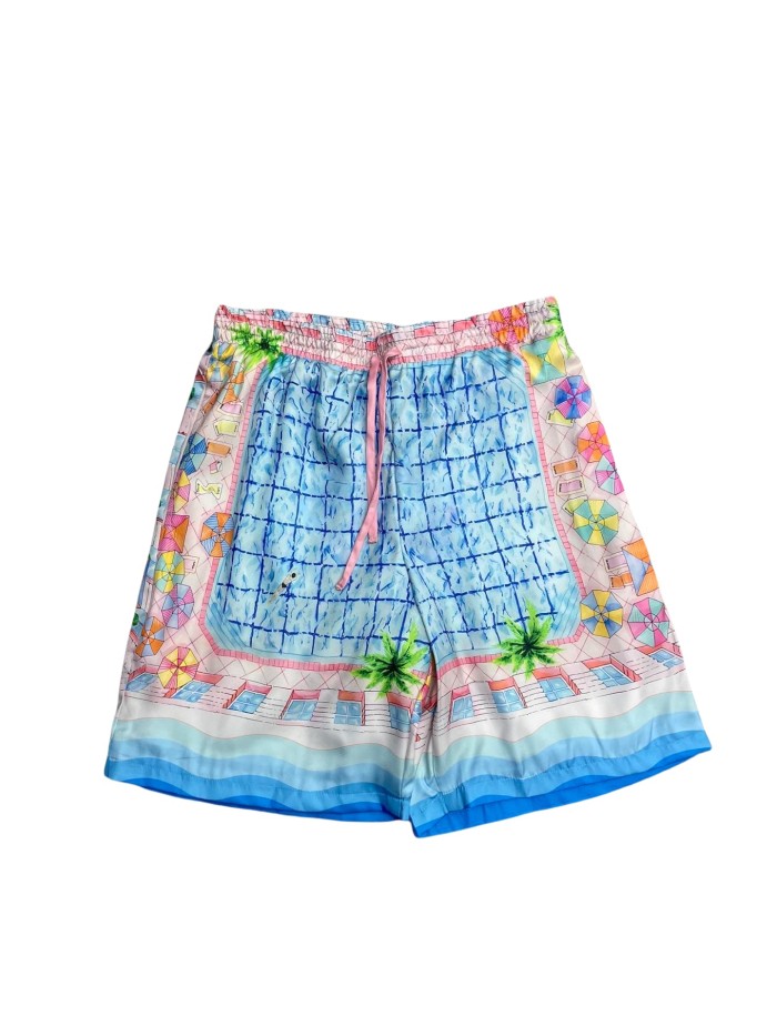 1:1 quality version 27998739 Silk Swimming Pool Printed Polo shirt & shorts set
