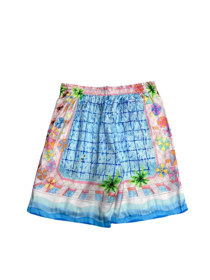 1:1 quality version 27998739 Silk Swimming Pool Printed Polo shirt & shorts set