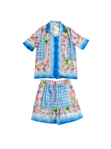 1:1 quality version 27998739 Silk Swimming Pool Printed Polo shirt & shorts set