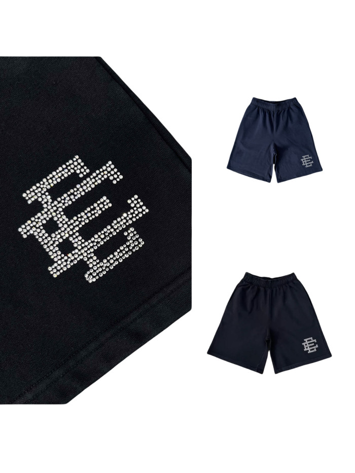 1:1 quality version Rhinestone Logo Cotton Shorts 2 colors