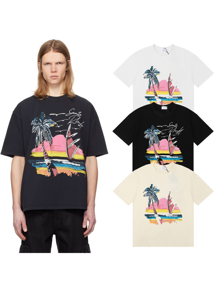 28021805 Coconut Tree Graffiti Print Tee 3 colors