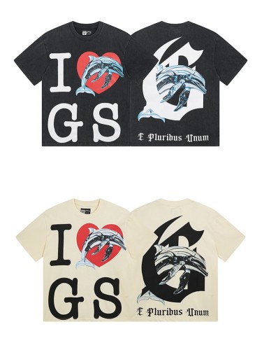 28021825 Dolphin Large Letter Love Print Tee 2 colors