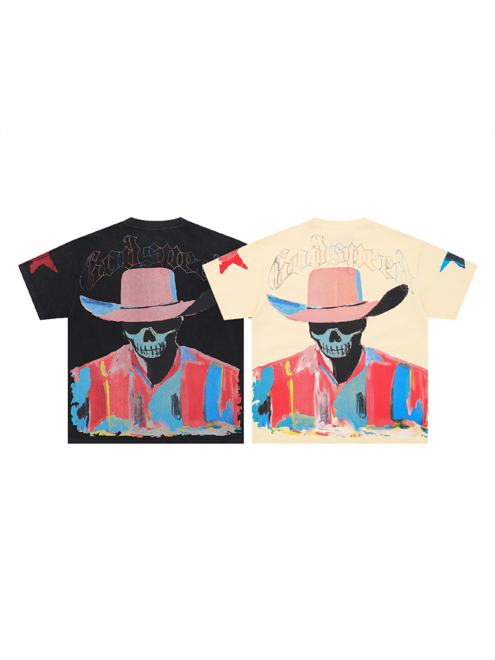 28021814 Pastel Cowboy Letter Print Tee 2 colors