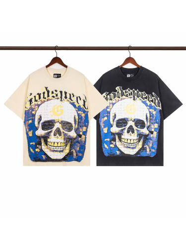 28021807 Jigsaw Skull Print Washed Version Tee 2 colors