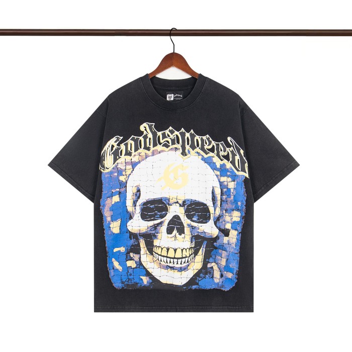 28021807 Jigsaw Skull Print Washed Version Tee 2 colors