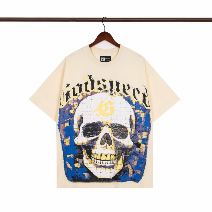 28021807 Jigsaw Skull Print Washed Version Tee 2 colors