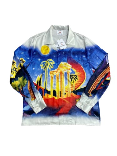 1:1 quality version 28026543 Ladder Print Silk Long Sleeve Shirt