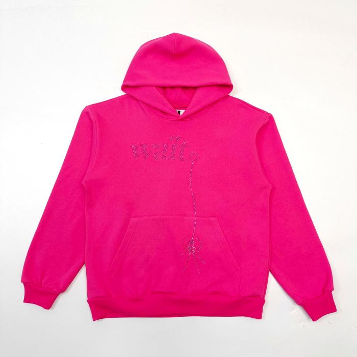 1:1 quality version 27878313  Wait Rhinestone Hoodie 2 colors