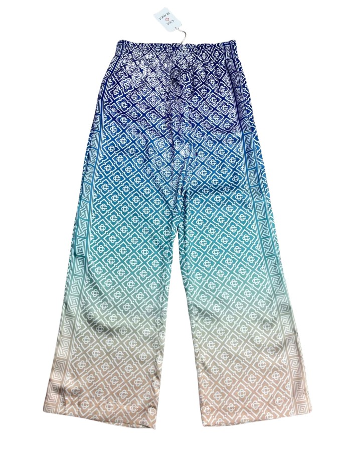 1:1 quality version 28026546 Gradient Blue Silk Long Sleeve Shirt & pants Set