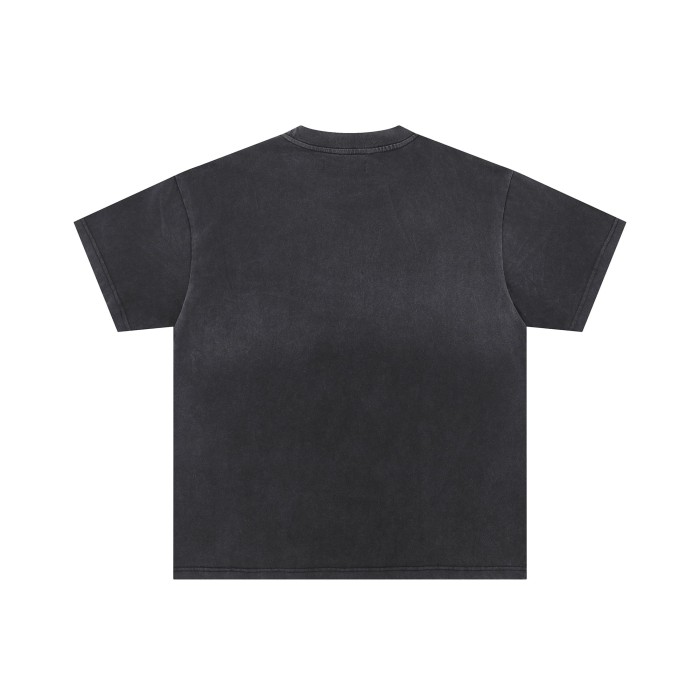 28026672 Rhinestone Letter Graffiti Character Print Washed Version Tee