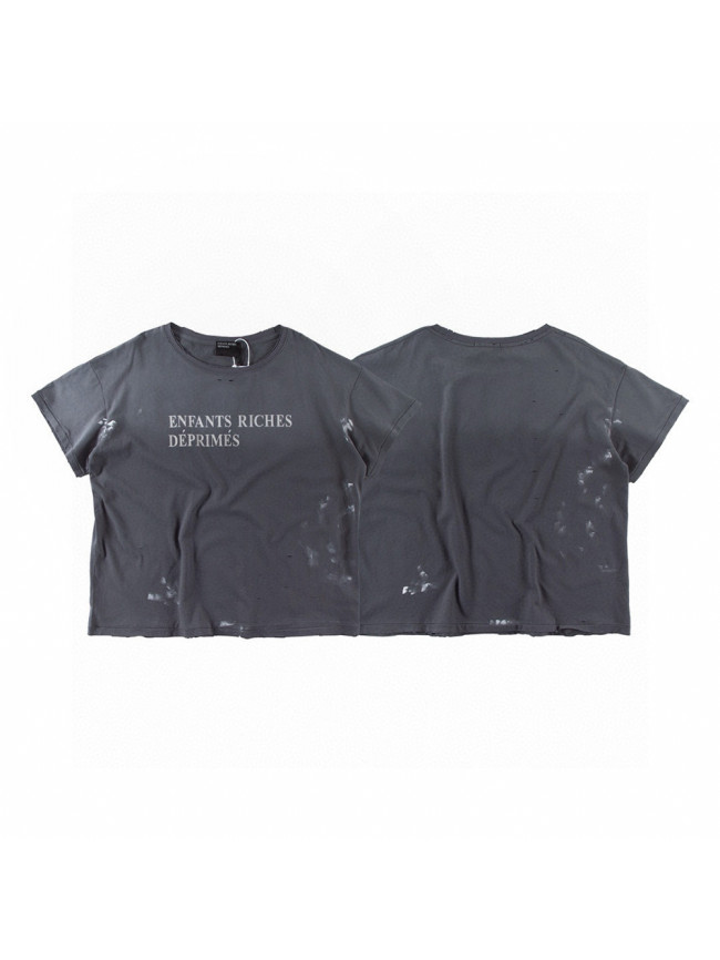 28030637 Letter Printed Torn Washed Version Tee