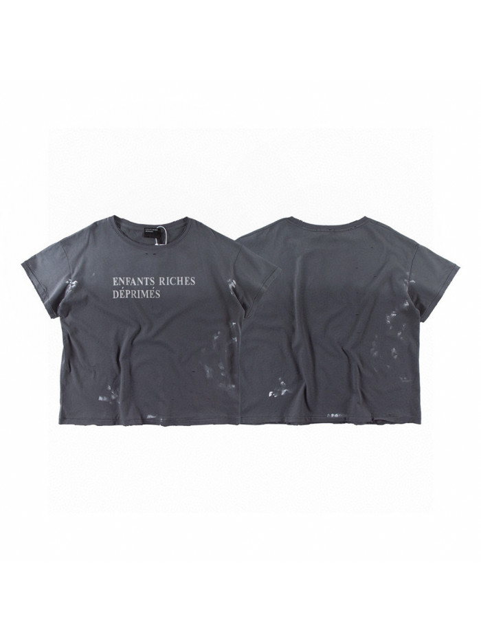 28030637 Letter Printed Torn Washed Version Tee