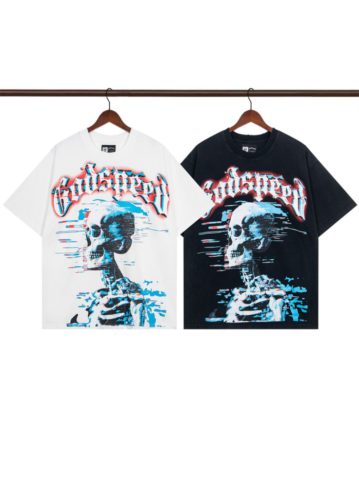 28031550 Strobe Skull Print Washed Version Tee 2 colors