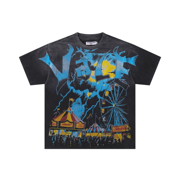 28031622 Ferris Wheel Rave Party Ghost Print Washed Version Tee