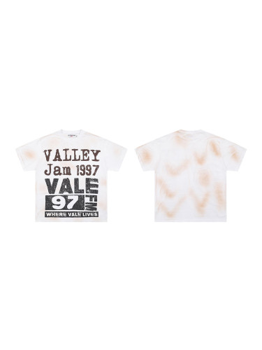 28058048 Mottled Letter Print Washed Version Tee