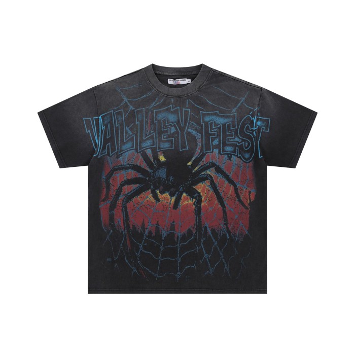 28086856 Spider Print Washed Version Tee