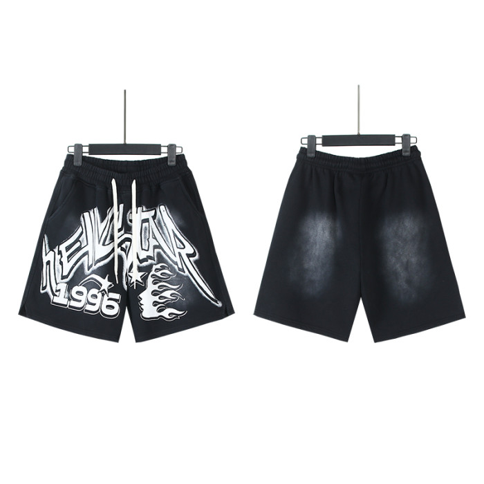 28086868 Colorblocked Twisted Letter Print Washed Version Tee & Shorts Set