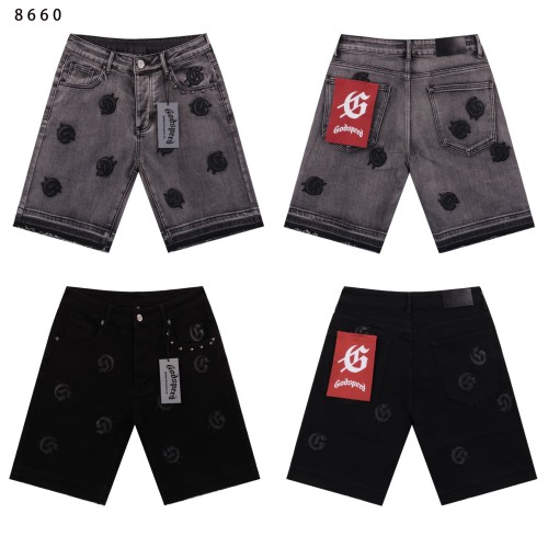 28117995 Embroidered Letter Beaded Denim Shorts 3 colors