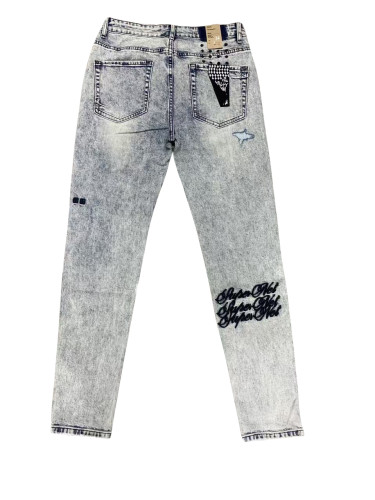 1:1 quality version 28120667 cursive letter embroidered jeans