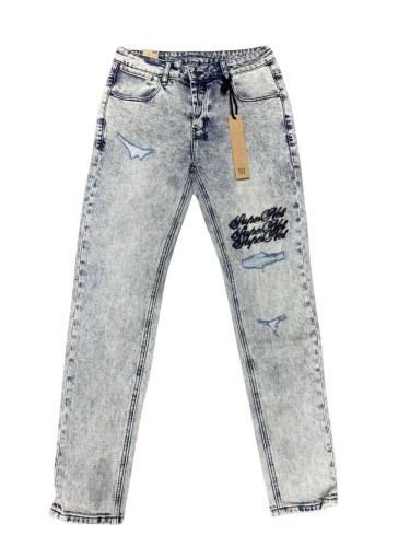 1:1 quality version 28120667 cursive letter embroidered jeans