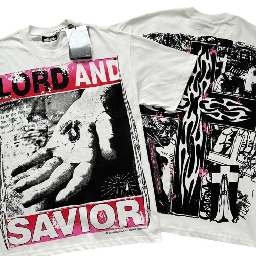 28143129 Savior Letter Cross Print Tee