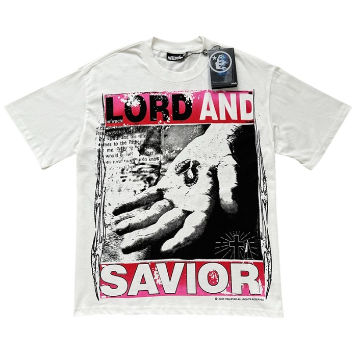 28143129 Savior Letter Cross Print Tee