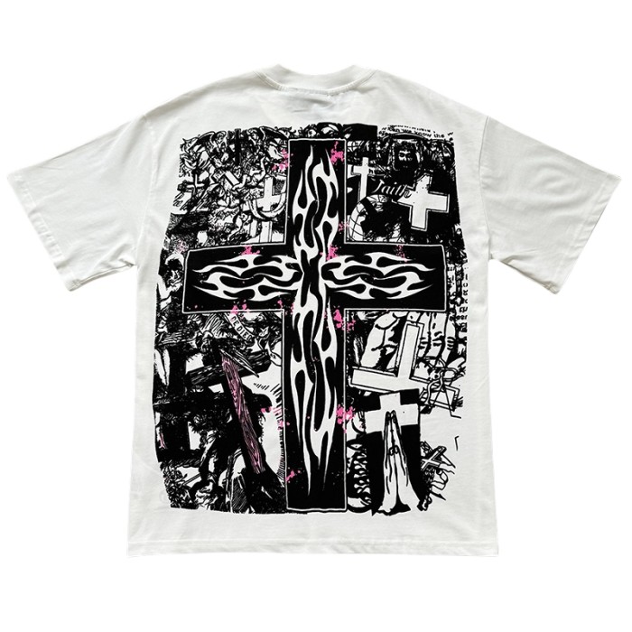 28143129 Savior Letter Cross Print Tee