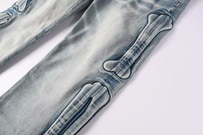   1:1 quality version 28143160 Side Bone Embroidered Jeans