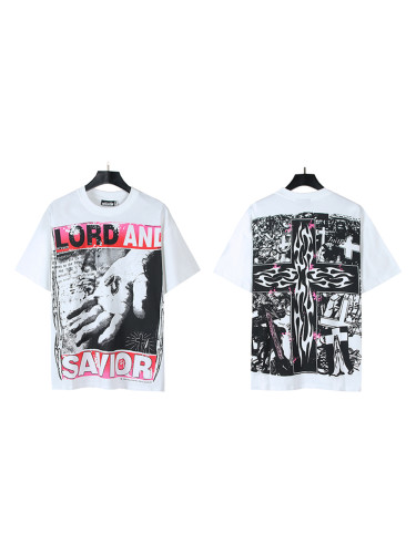 28143129 Savior Letter Cross Print Tee