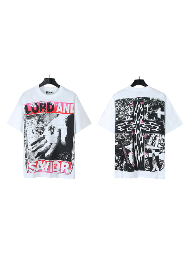 28143129 Savior Letter Cross Print Tee