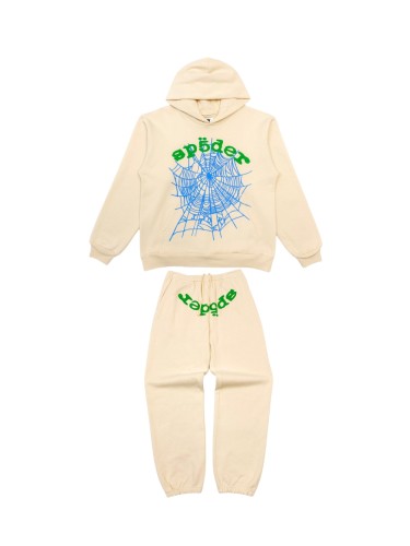 1:1 quality version 28165986 Green Letter Blue Spiderweb Print Hoodie & Pants Set